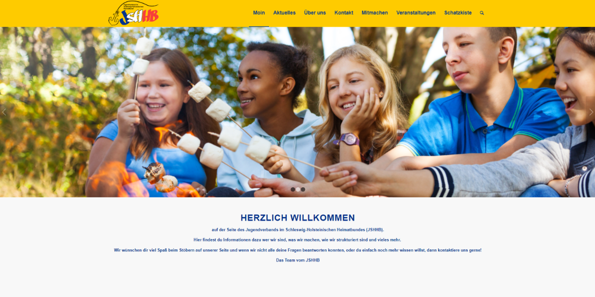 Screenshot der Startseite von www.jshhb.de