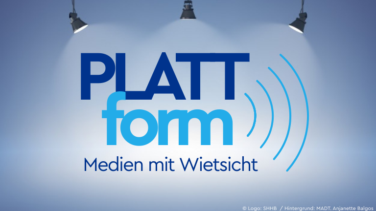 Logo PLATTform Medien mit Wietsicht im Scheinwerferlicht