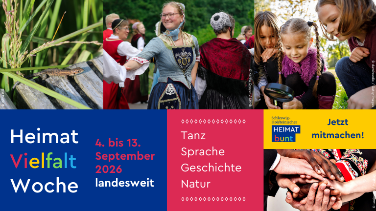 Collage aus vier Bildern mit Aufschrift HeimatVielfaltWoche